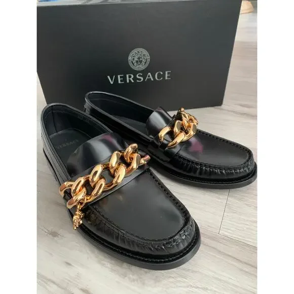 Versace Women's Leather Loafers Size 38 (7.5-8) - Picture 1 of 6